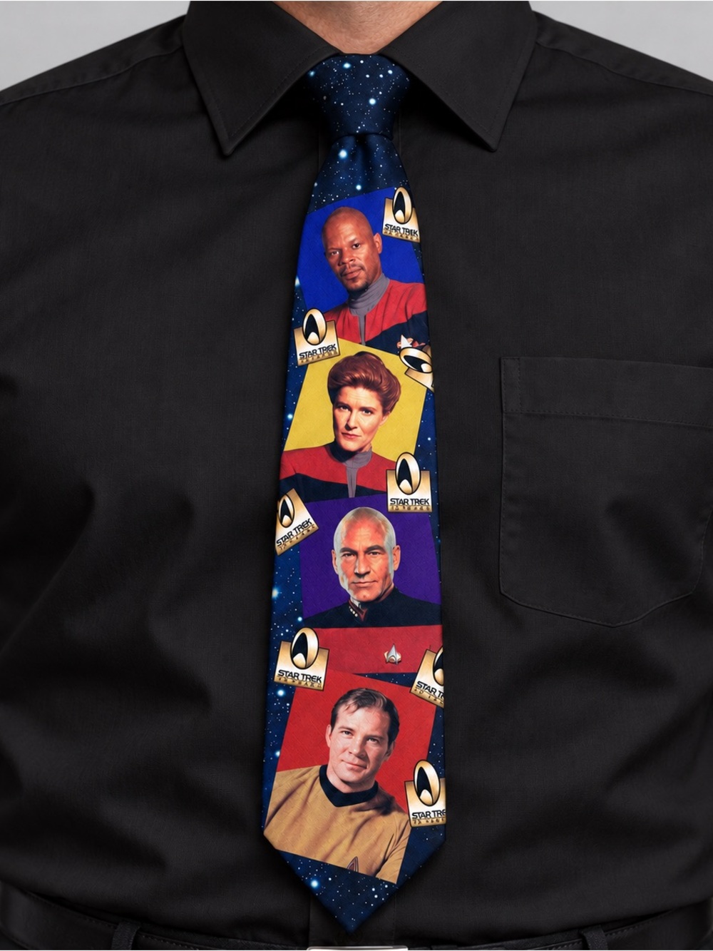 Vintage 1996 Star Trek Tie Ralph Marlin Kirk Picard Sisko Janeway Captains